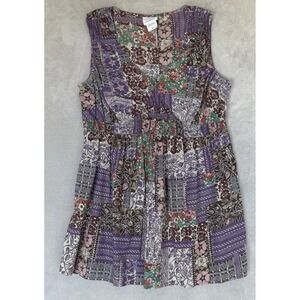 Oh Baby‎ Motherhood Maternity Shirt Size M Purple Floral Boho Smocked Patchwork